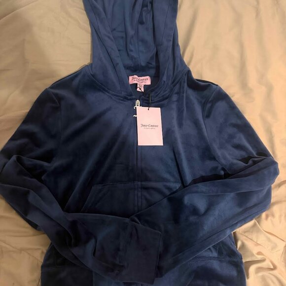 Juicy Cropped Sweater Long Sleeve Blue - Picture 1 of 4